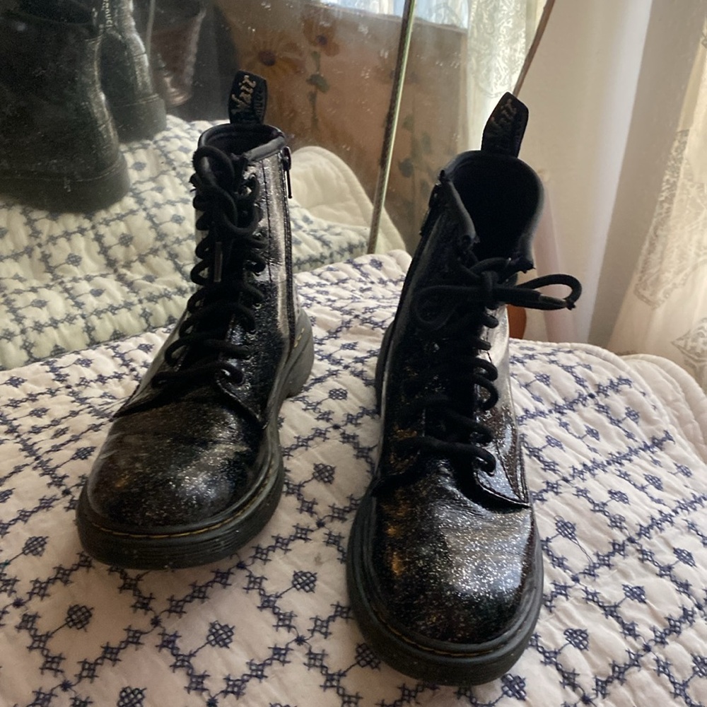Doc Martens black sparkly youth sized boots